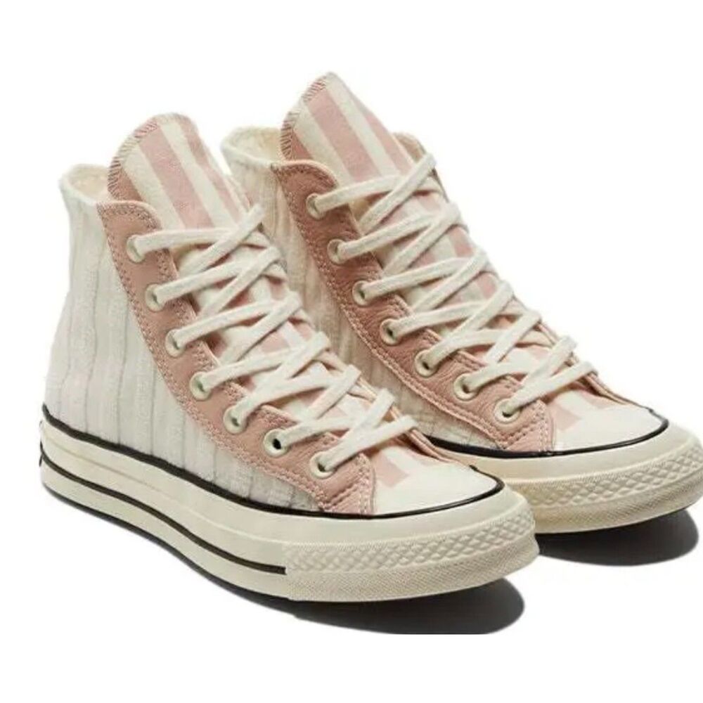 Converse Chuck 70 Striped High Top Sneakers Pink White 7.5